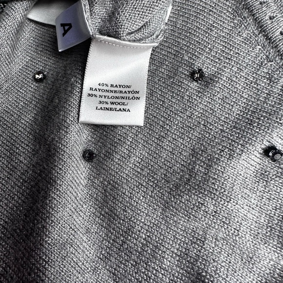 Ann Taylor Gray V-Neck Sweater with gemstone - Picture 8 of 11